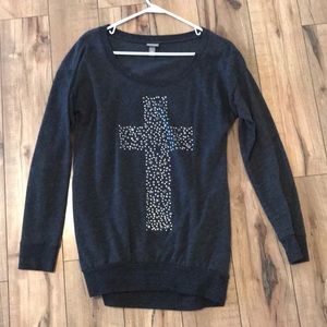 Grey cross sweater